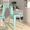Merrick Lane Stella 24" Metal Indoor-Outdoor Counter Stool with Vertical Slat Back and Integrated Footrest